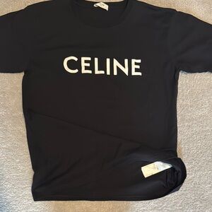 Celine Black Tee with White Logo